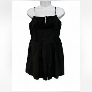 American Eagle Black Spaghetti Strap Romper with Tie Detail in Front